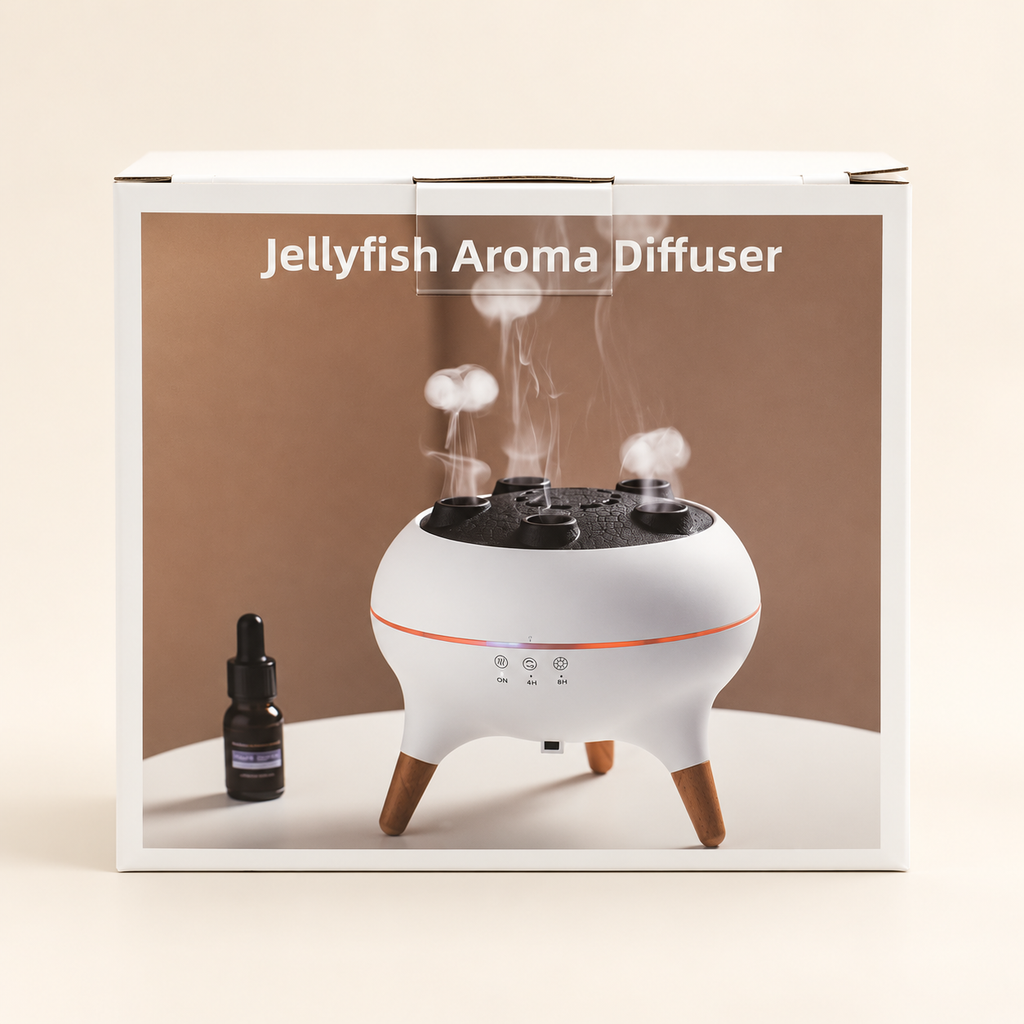Aromadiffúzor medúzaeffekttel – eredeti csomagolás – szerkesztett termékkép